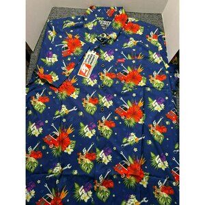 Snap On x Dixxon Flannel Limited Edition Hawaiian Print Button-Up Shirt S/S Blue